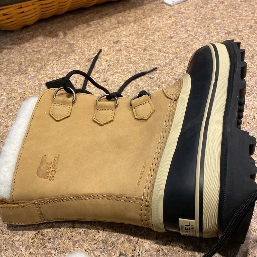 NWT Sorel Caribou Winter Waterproof Boots Youth 3 1123511 Faux Fur FLAWS  No Box - Picture 11 of 17